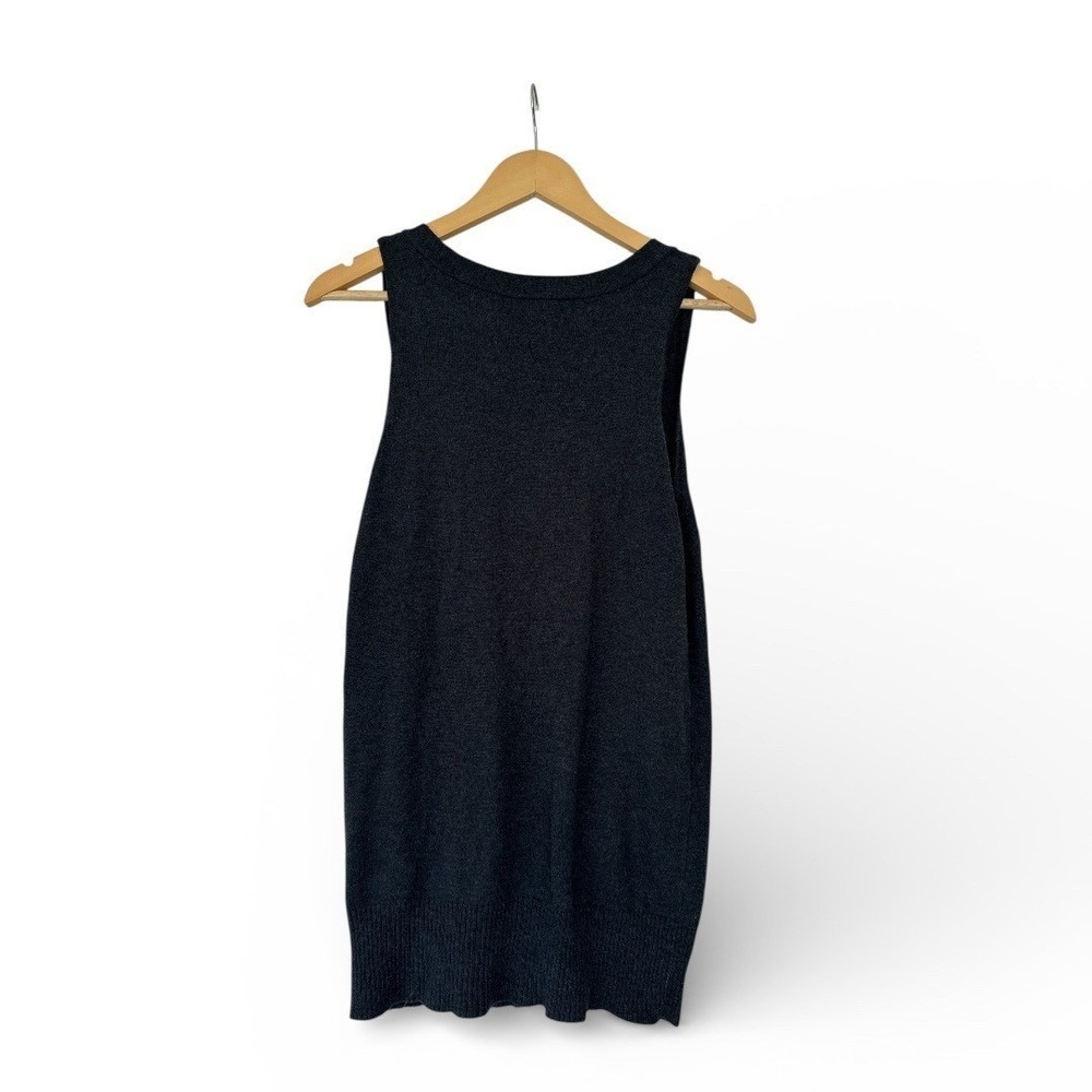 Cozy Cottagecore Angora Sleeveless Cardigan Vest Eclectic Grandpa Dark Grey L‎ - Picture 3 of 4